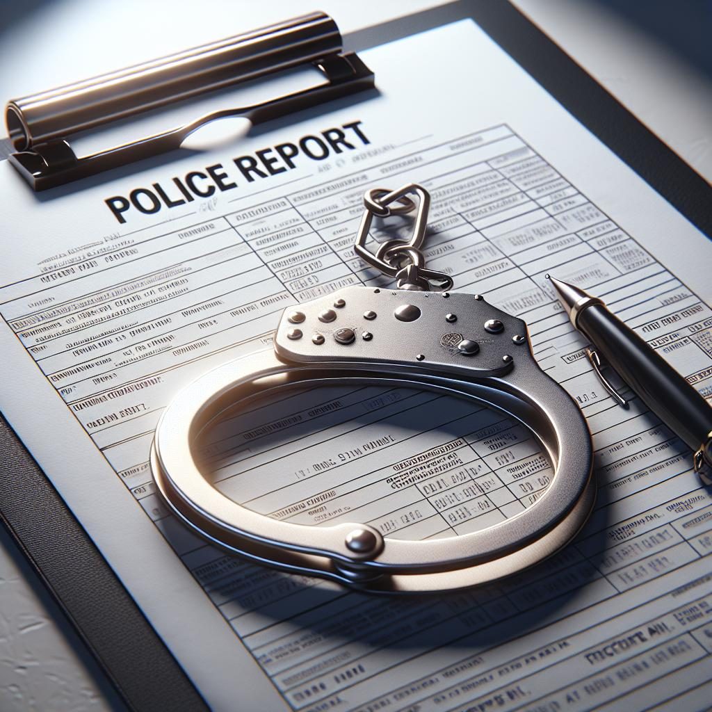 Pair of handcuffs on police report