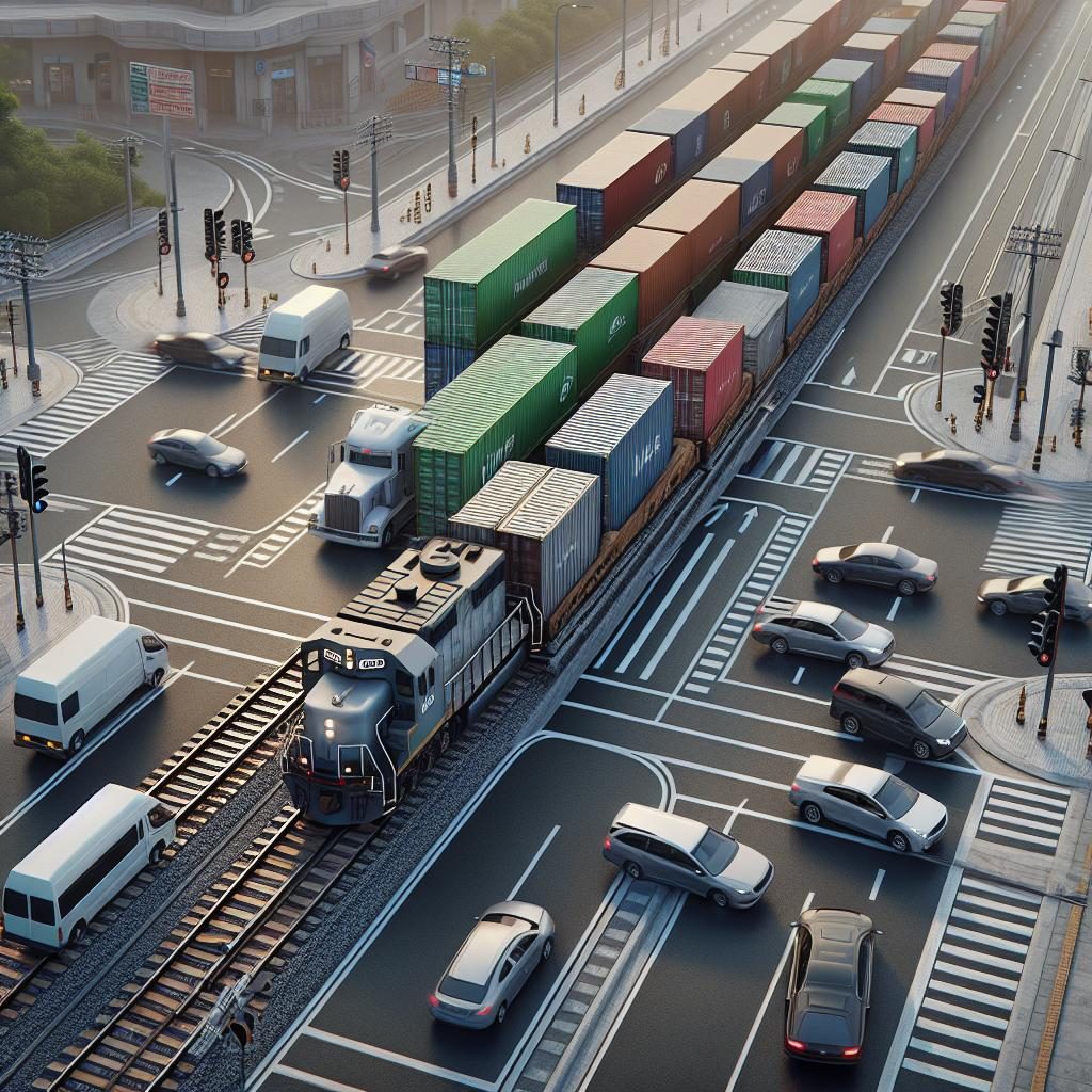 Train blocking road intersection