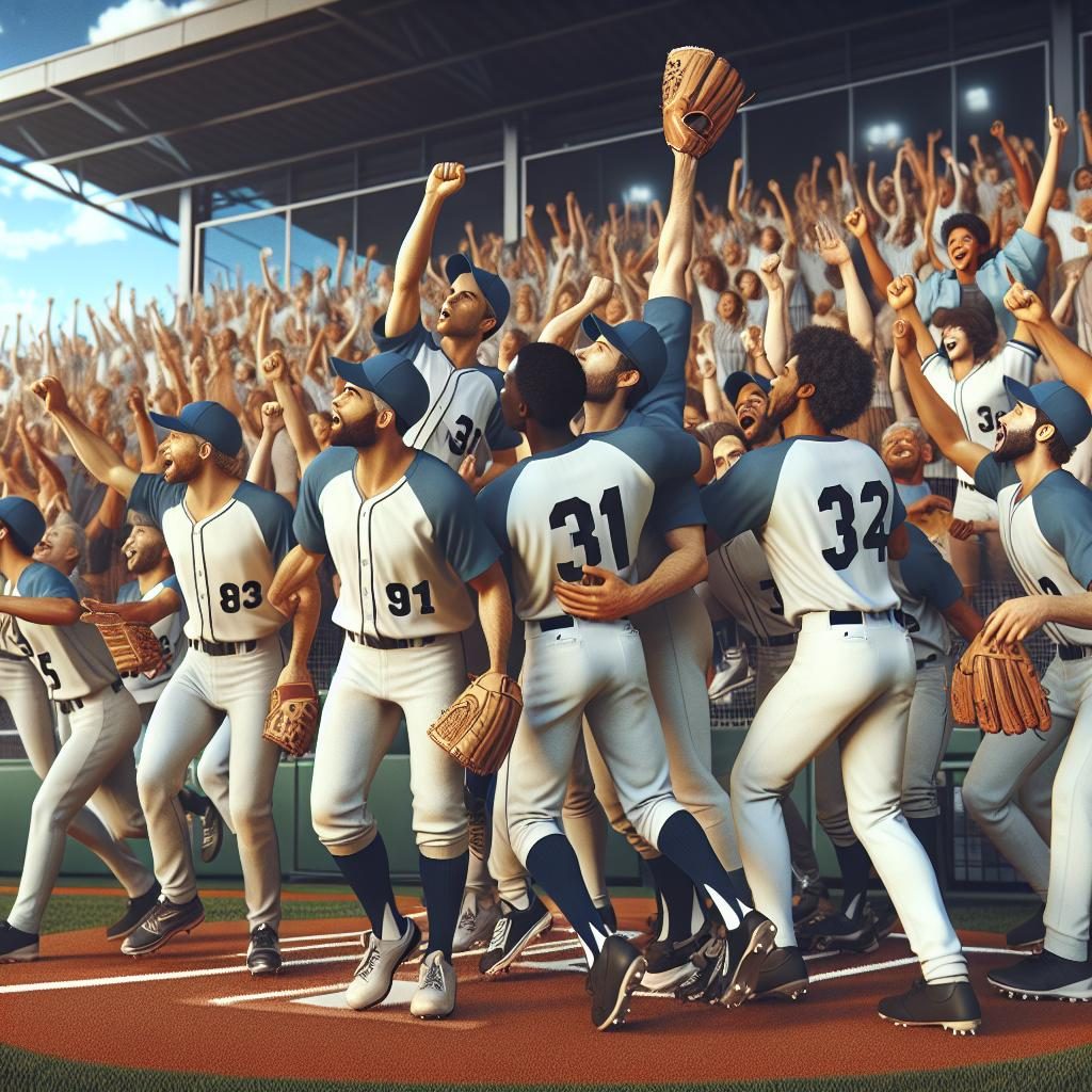 Baseball team celebration image.