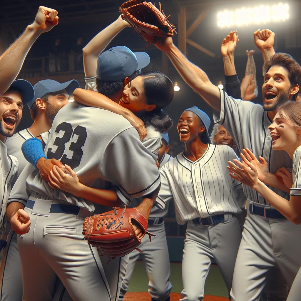 Baseball team celebration.