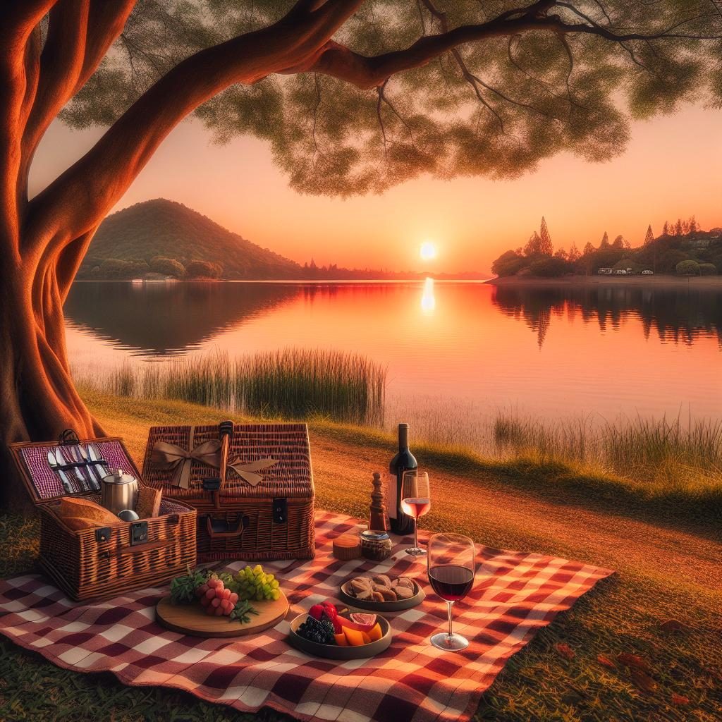 Lake Murray sunset picnic.