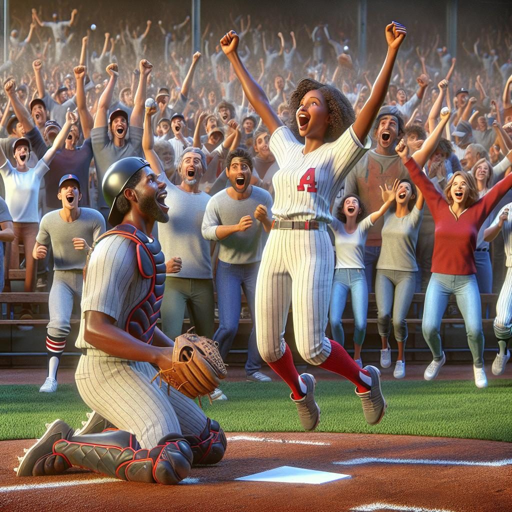 Baseball game celebrations portrait.