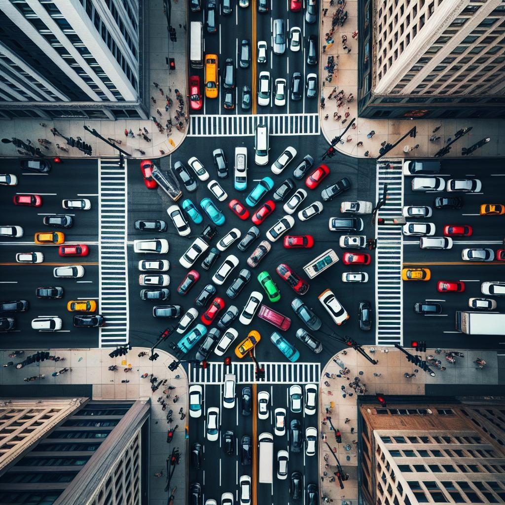 Intersection Traffic Congestion Aerial