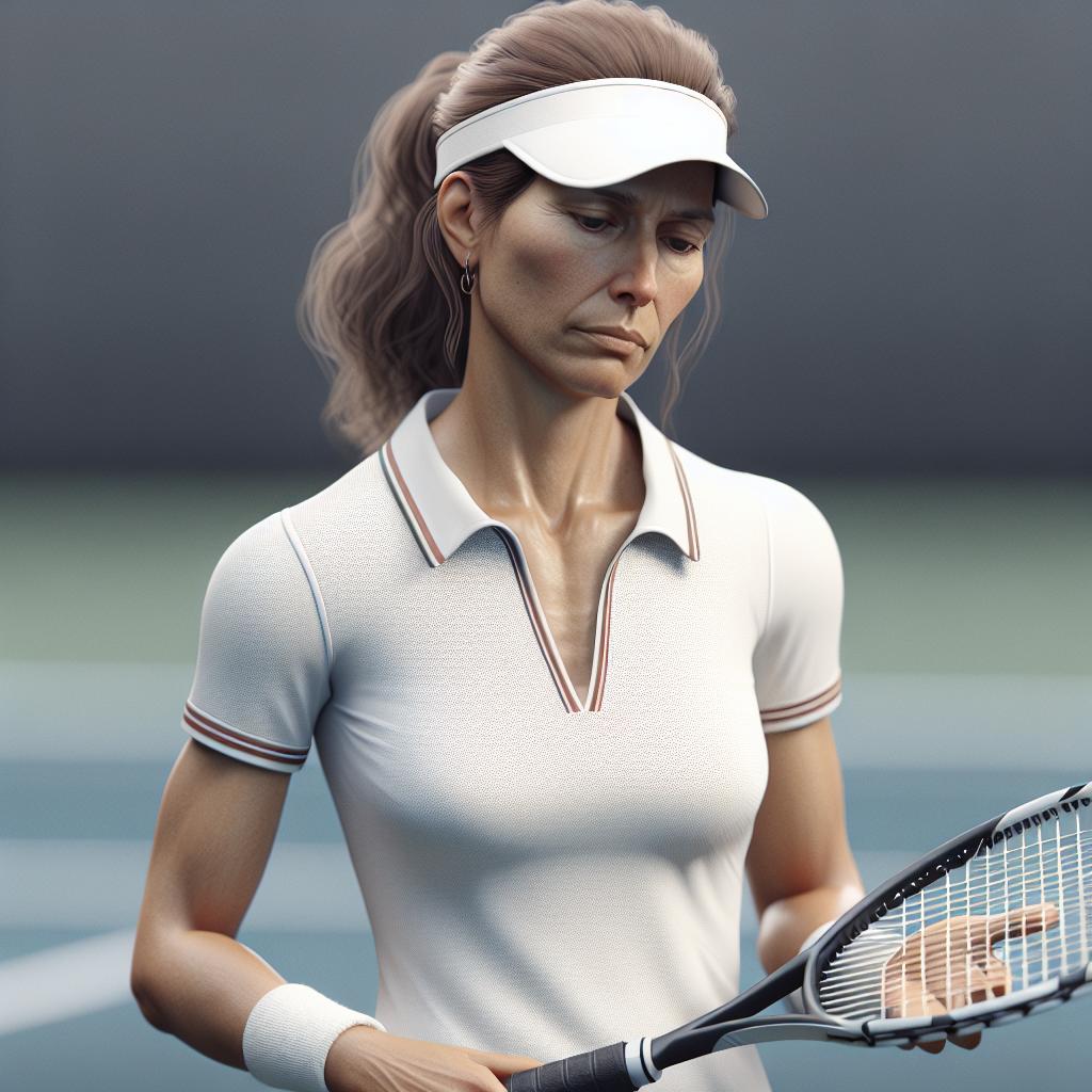 Tennis player looking disappointed.