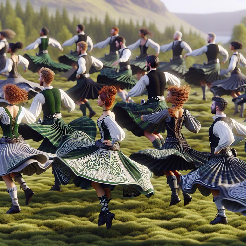 Celtic dancers in kilts.