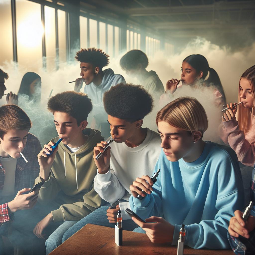 Teens vaping discreetly indoors