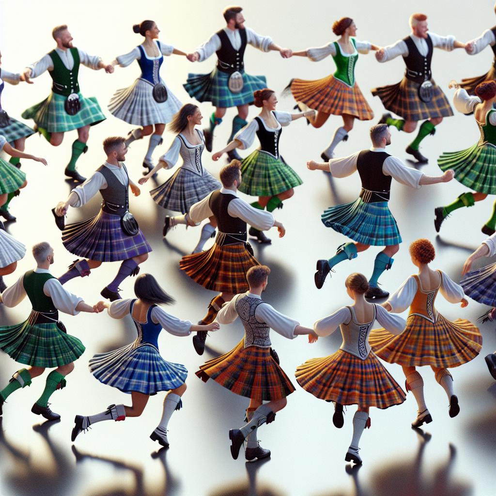 Celtic dancers in kilts.