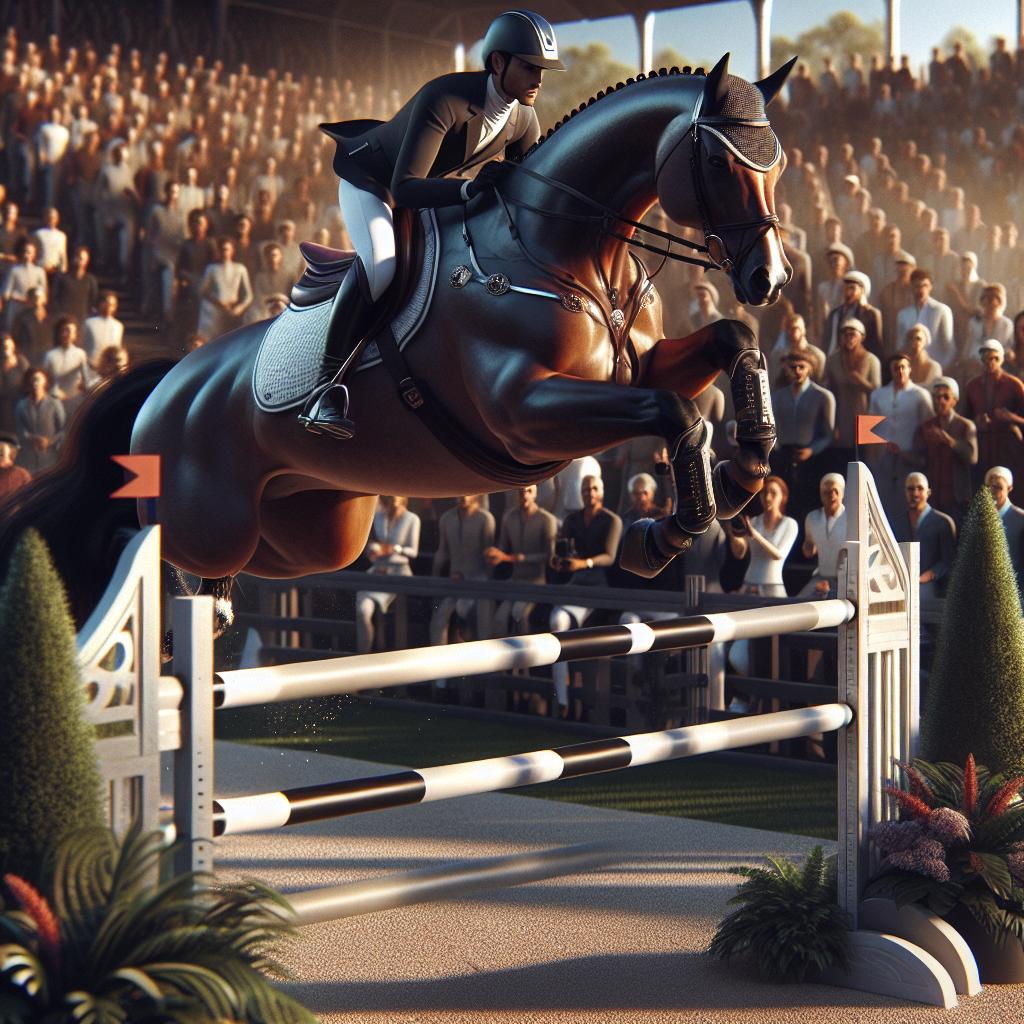 Horse jumping competition footage.