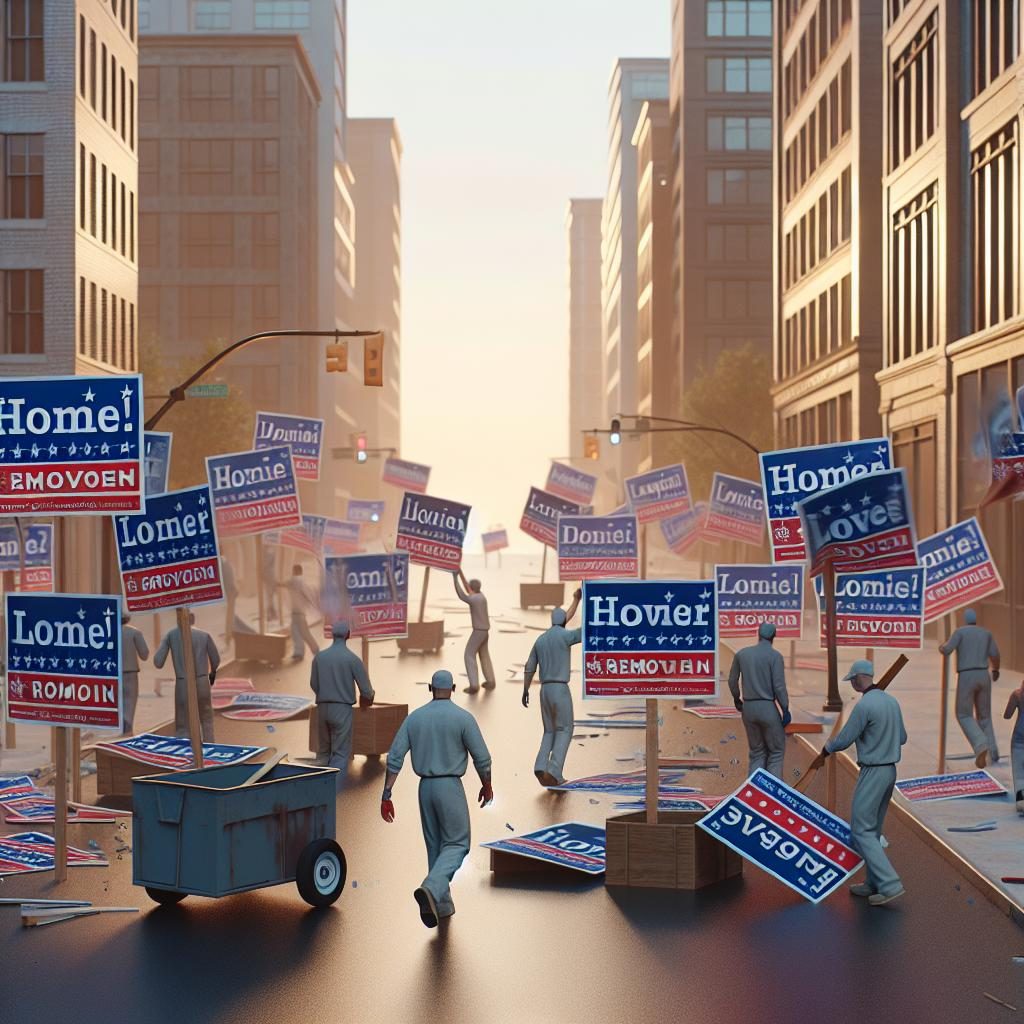 Campaign signs being removed