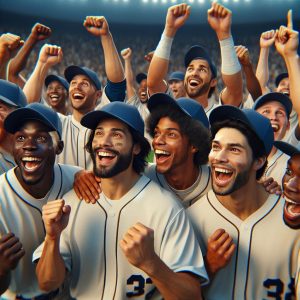 Baseball team celebration image.