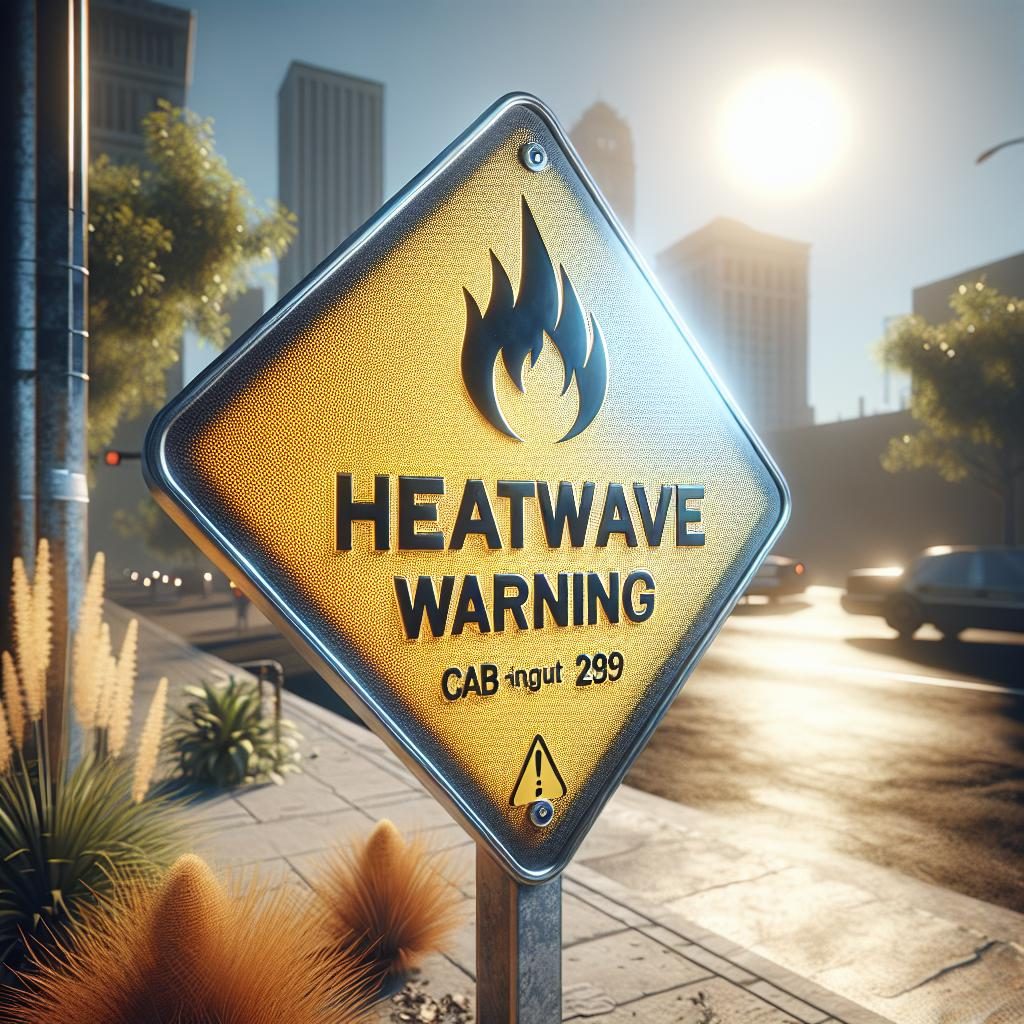 City heatwave warning sign.