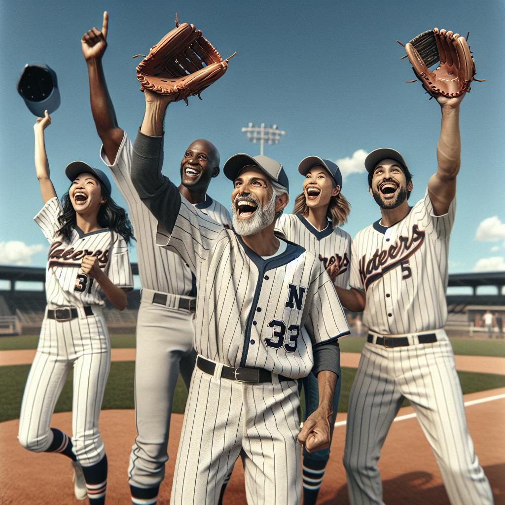 Baseball celebration on field.