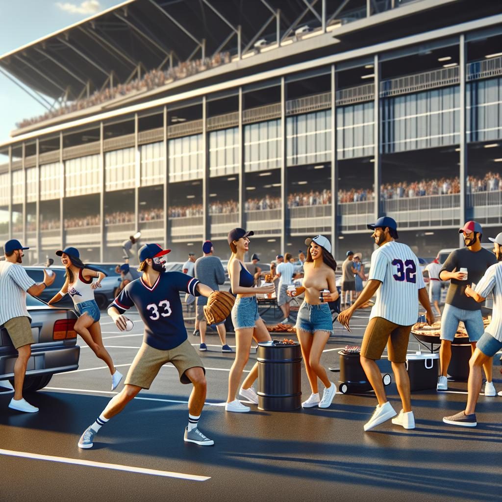 Baseball team fans tailgating.