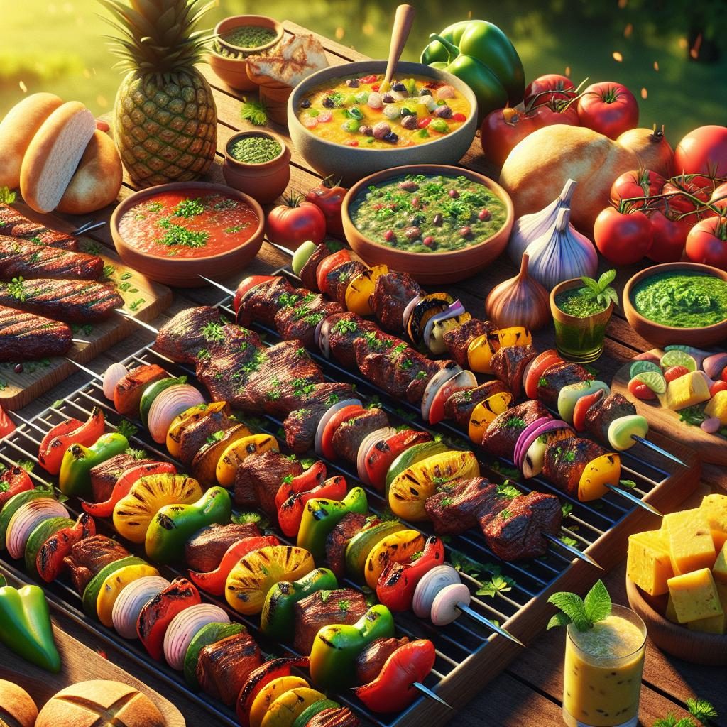 Colorful Brazilian BBQ feast