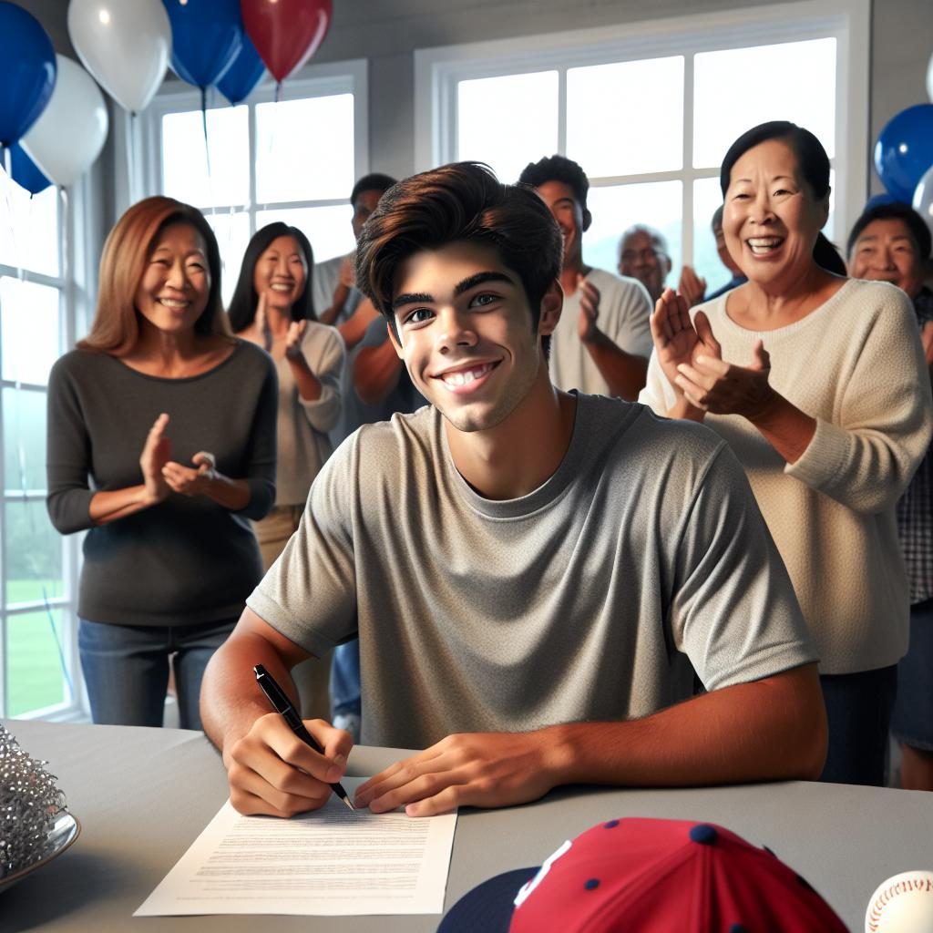 Baseball recruit signing celebration