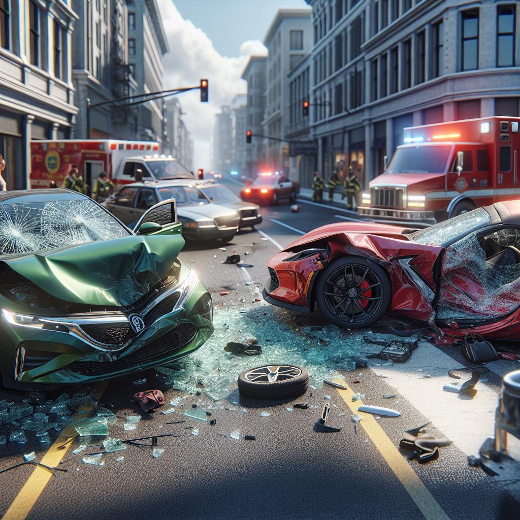 Car crash aftermath scene