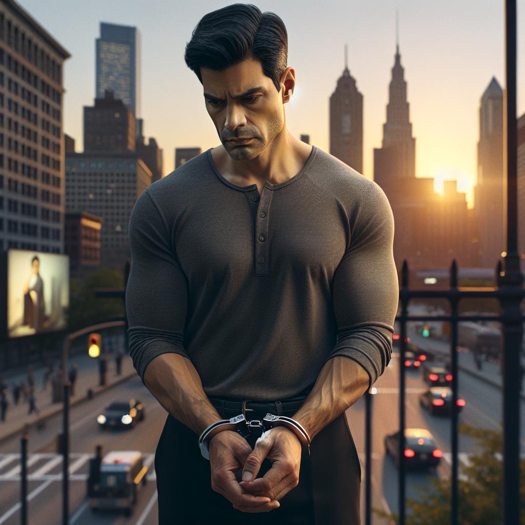Man in handcuffs outdoors