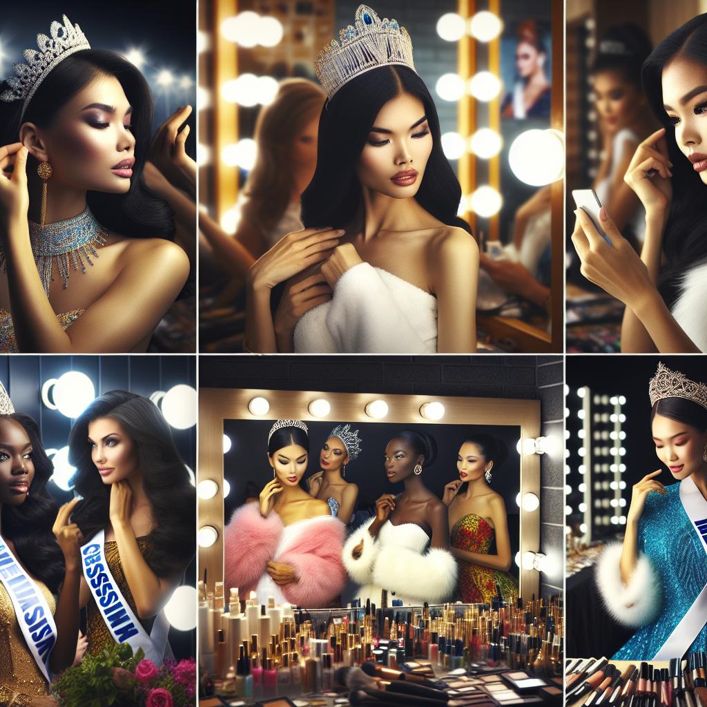 Beauty queens prepare backstage.