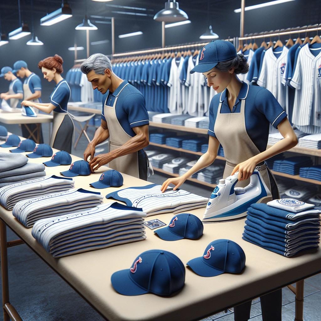 Baseball team uniform preparation.