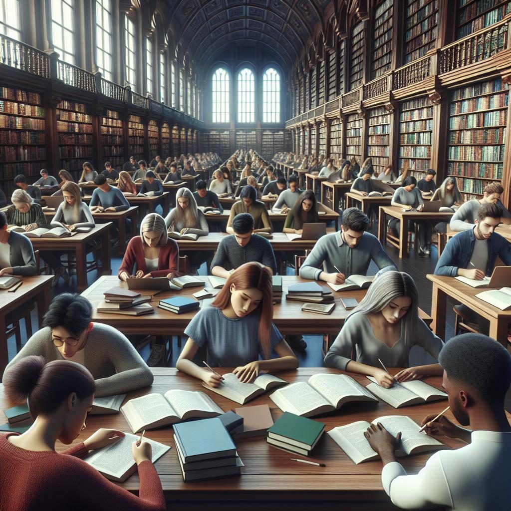 Students studying in library.