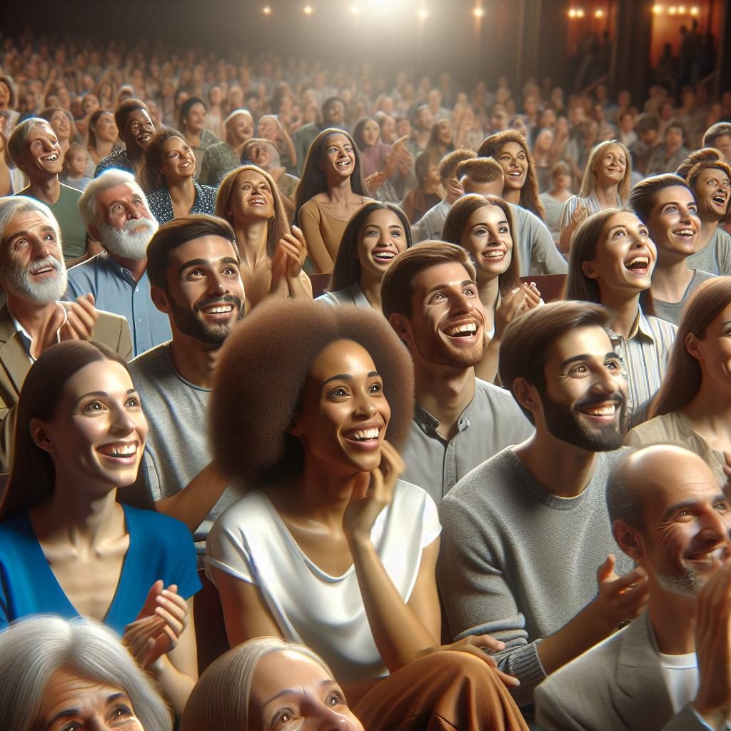 Diverse audience enjoying performance.