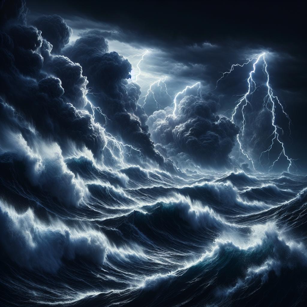 Ocean waves under storm