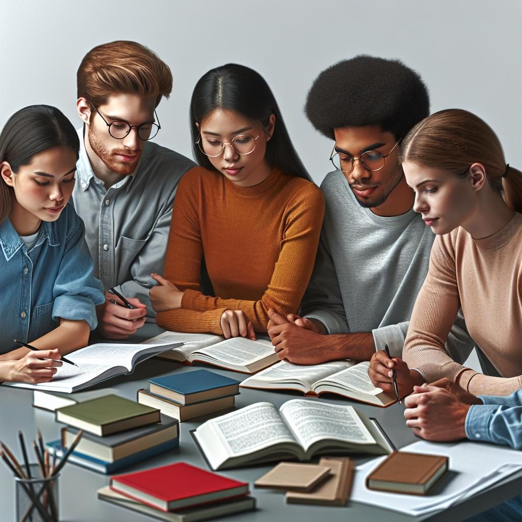 diverse group studying together