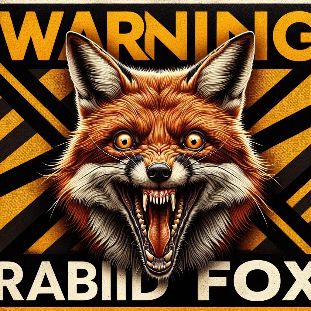 Rabid fox warning sign