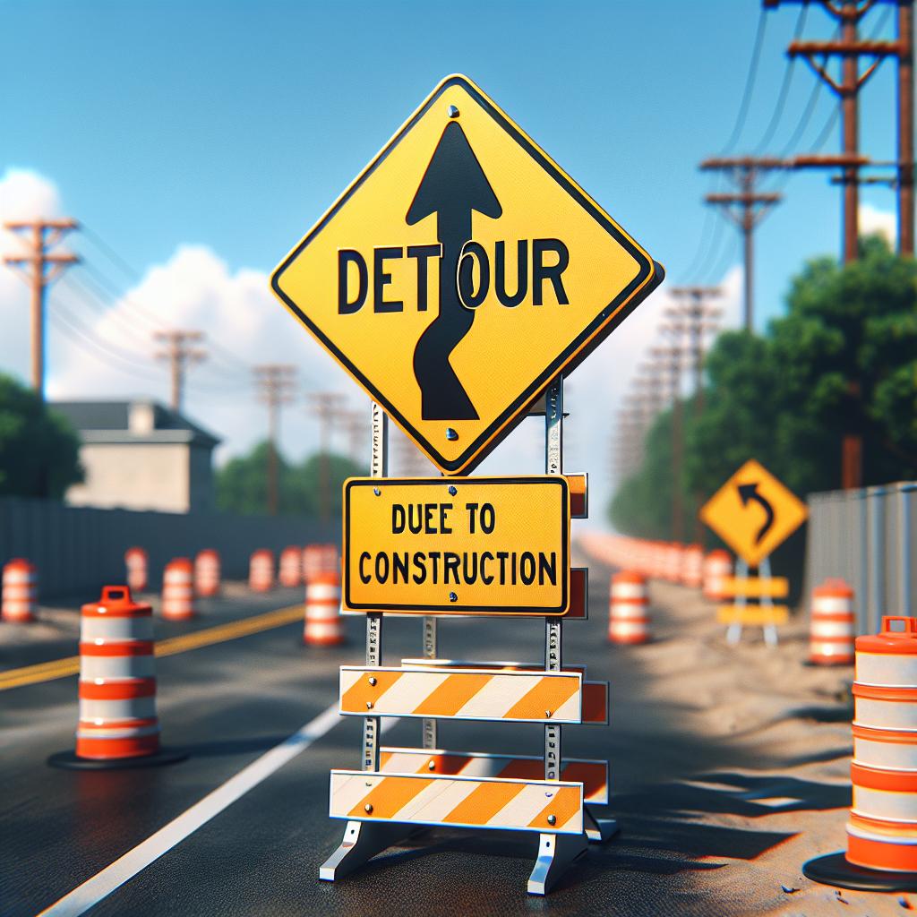 Road construction detour sign