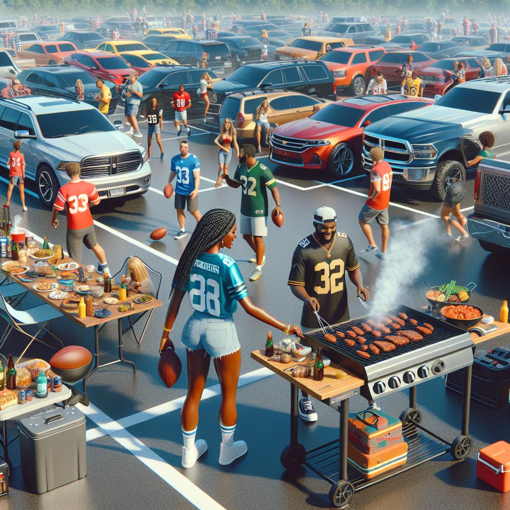 Football tailgate party frenzy.