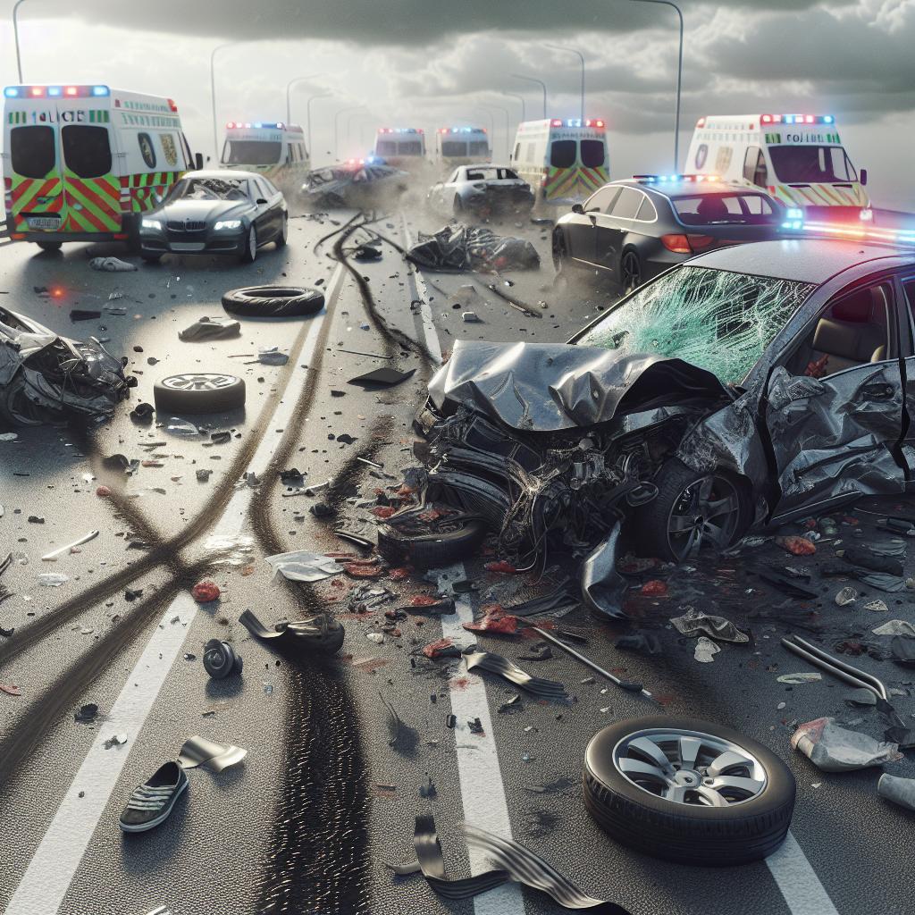 Car crash aftermath scene.