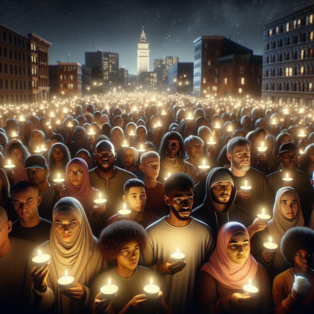 Candlelit vigil with community.