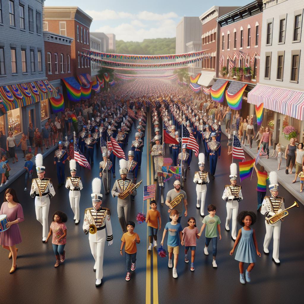 Patriotic community tribute parade.