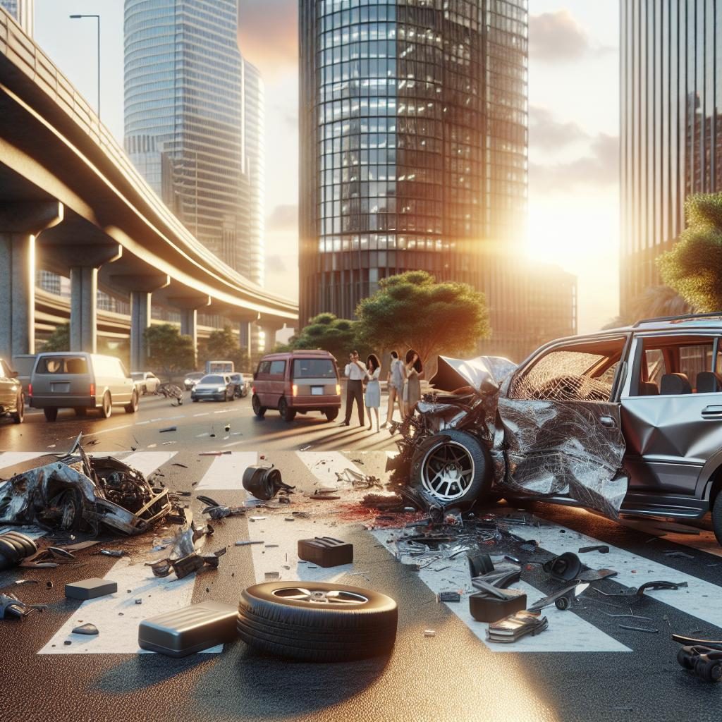 Car crash aftermath scene