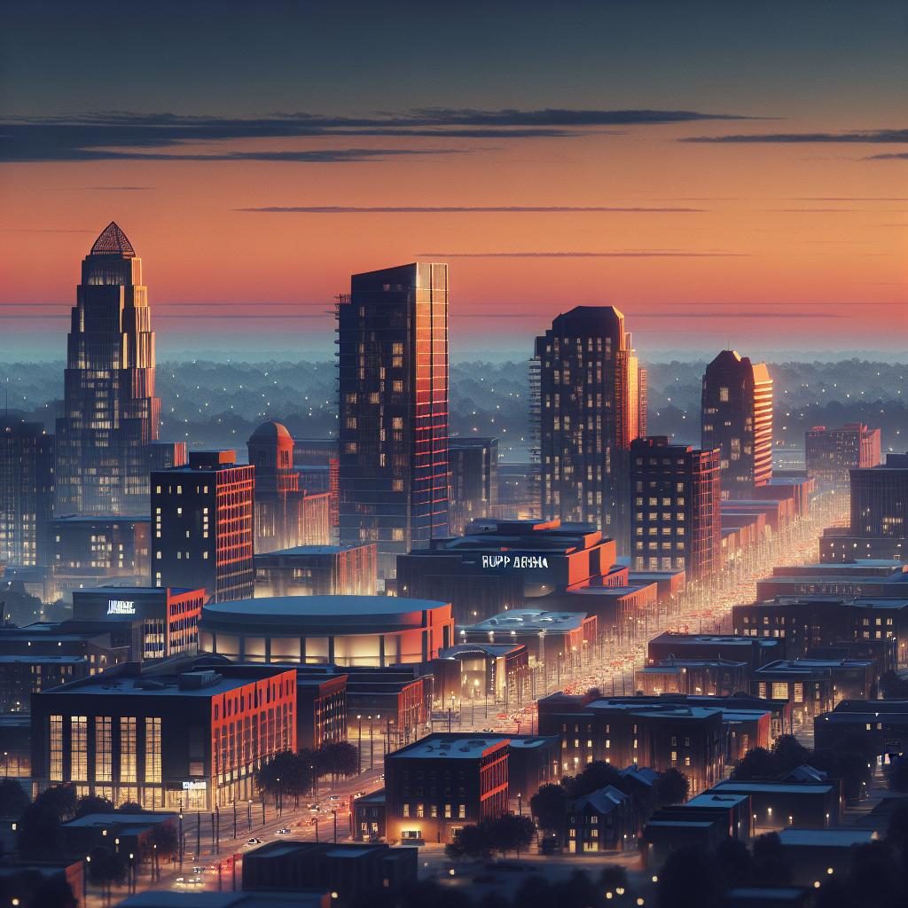 "Lexington cityscape at dusk"