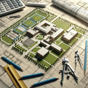 School construction plan concept.