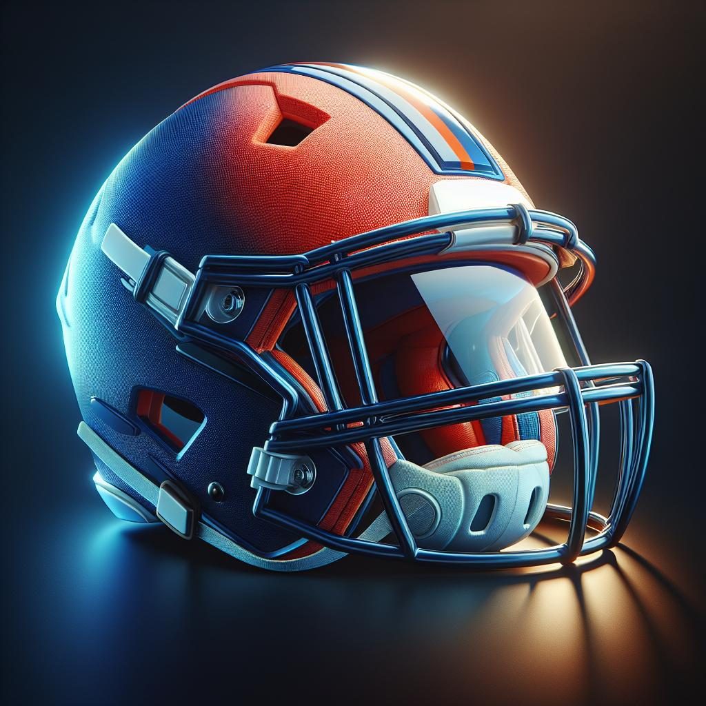 Football helmet close-up portrait.