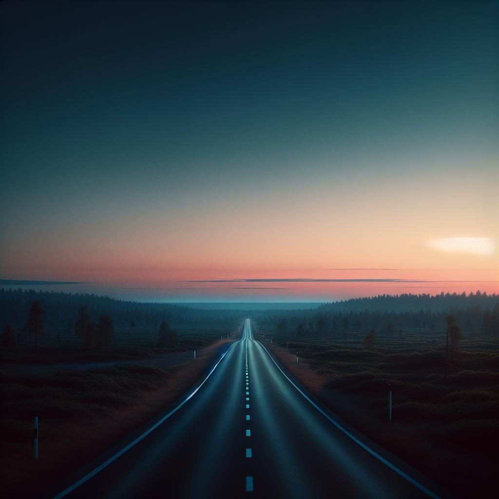 Empty road at dusk