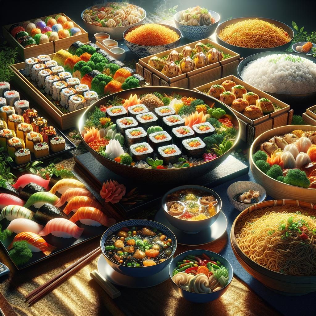 Colorful Asian cuisine display