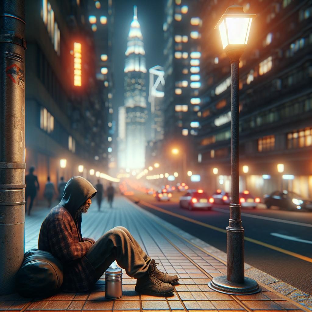 Homeless person in city