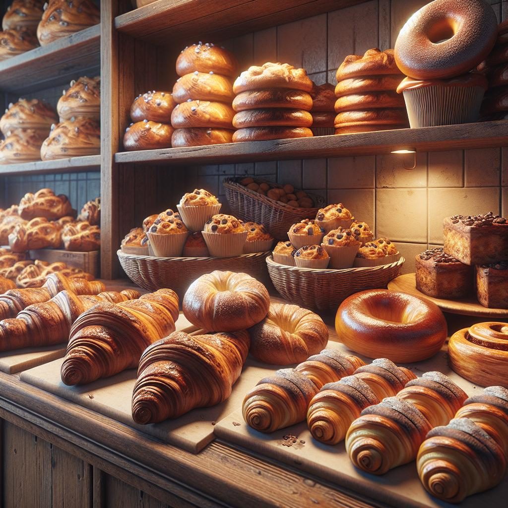 Fresh Pastries Displayed