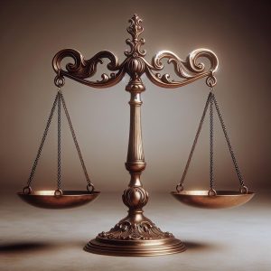 Judicial scales balancing justice