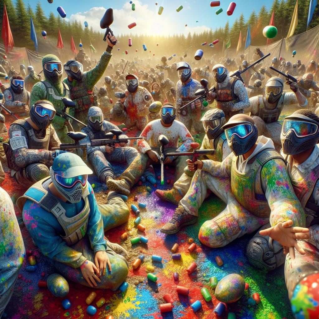 Colorful paintball celebration