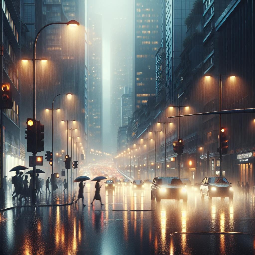 Rainy city streets