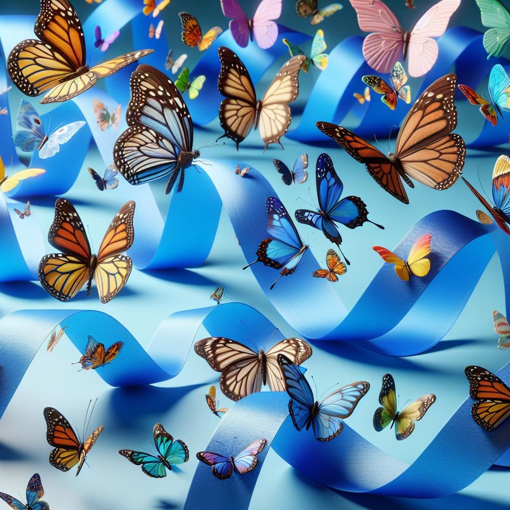 Butterflies on Blue Ribbons