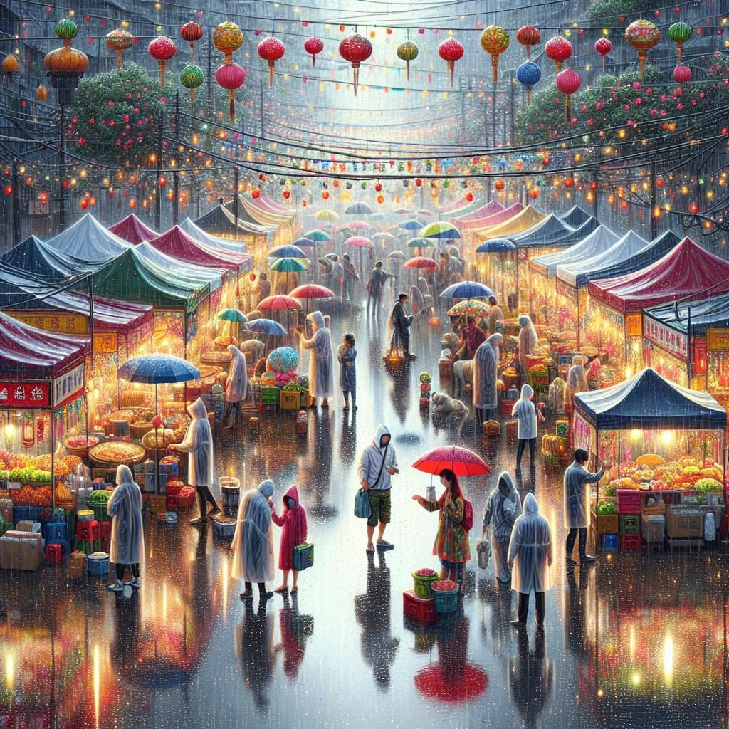 Festival preparations in rain