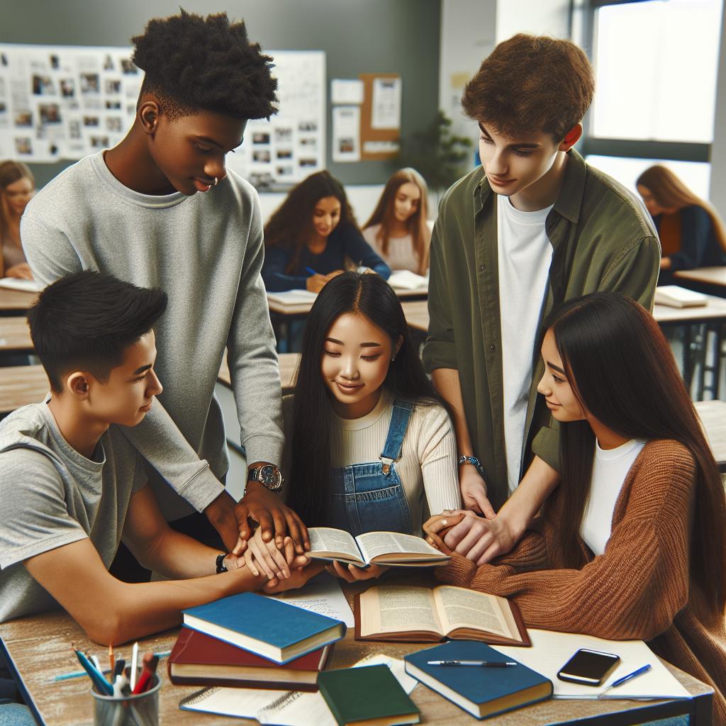 Teenage students supporting each other