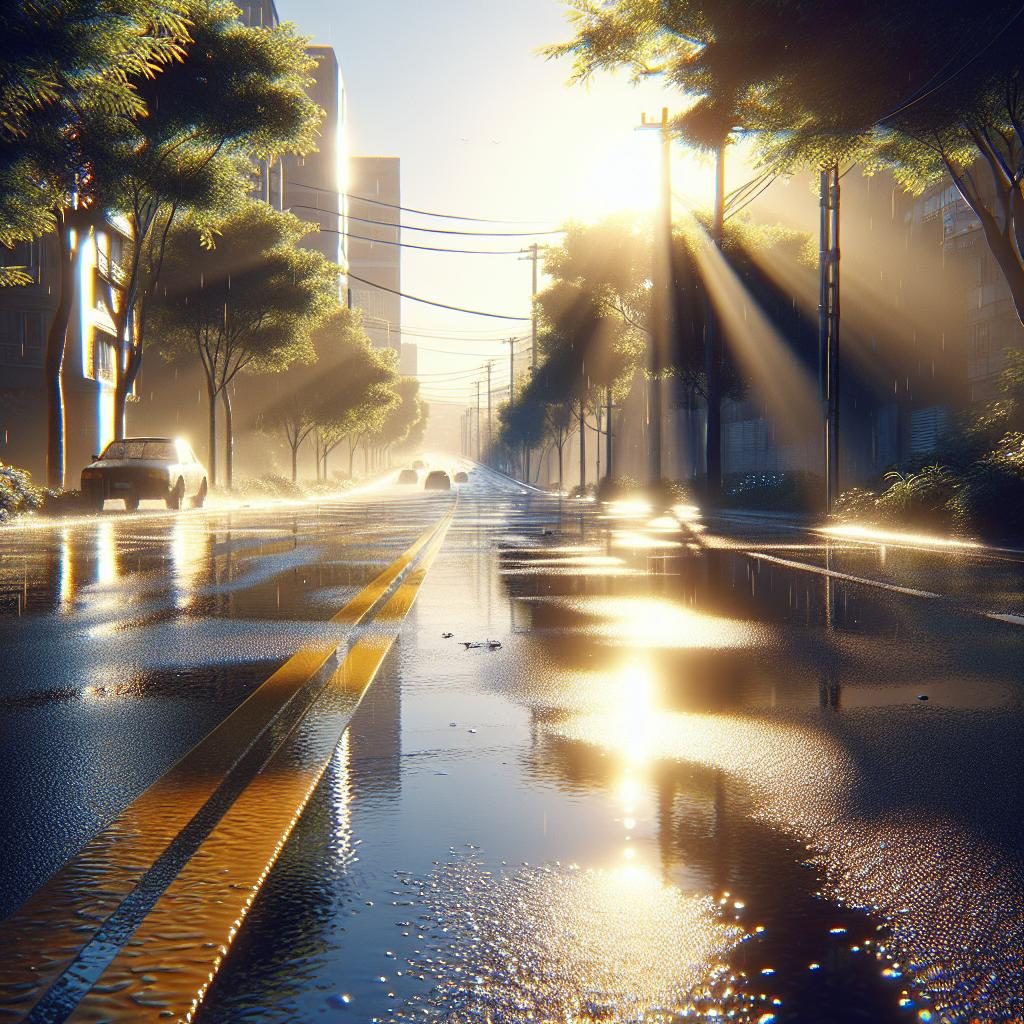 Sunny roads after rain