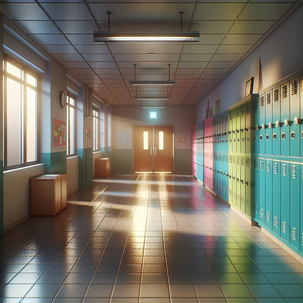 "Empty School Hallway"