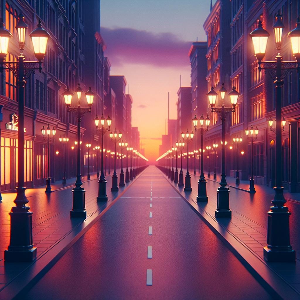 Empty street at dusk